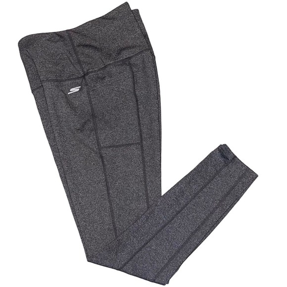Skechers Active Leggings Yoga Side Pockets Skinny Leg Gray Stretch Size M - Picture 1 of 9